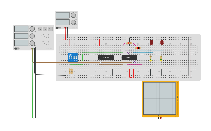 Circuit design Master Slave Flipflop - Tinkercad