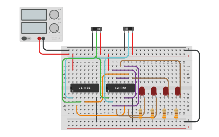 Circuit design LAB 9 Quad 2 Input AND GATE - Tinkercad