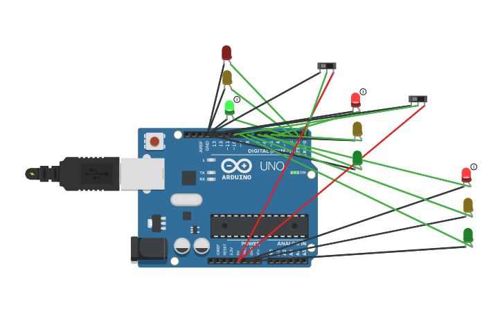 Circuit design Traffic light - Tinkercad