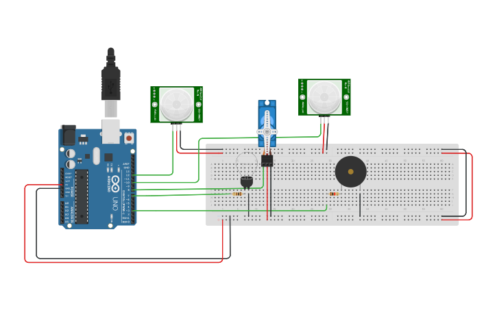 Circuit design PIR Sensor Demo - Tinkercad