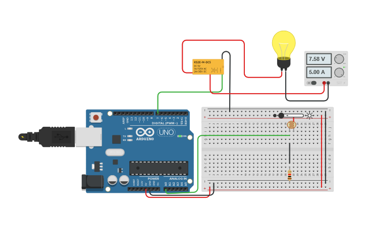 Circuit design FOCO CON RELE/FOTOCELDA - Tinkercad