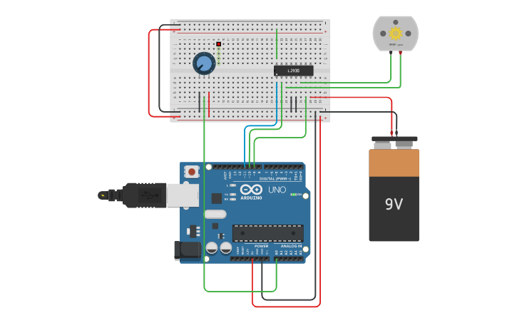 Circuit design DC motor - Tinkercad