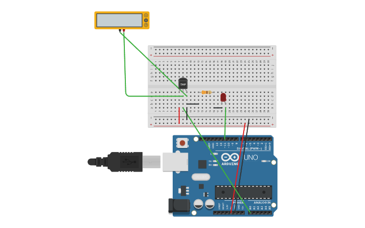Circuit design Sensor de Temperatura TMP con arduino - Tinkercad