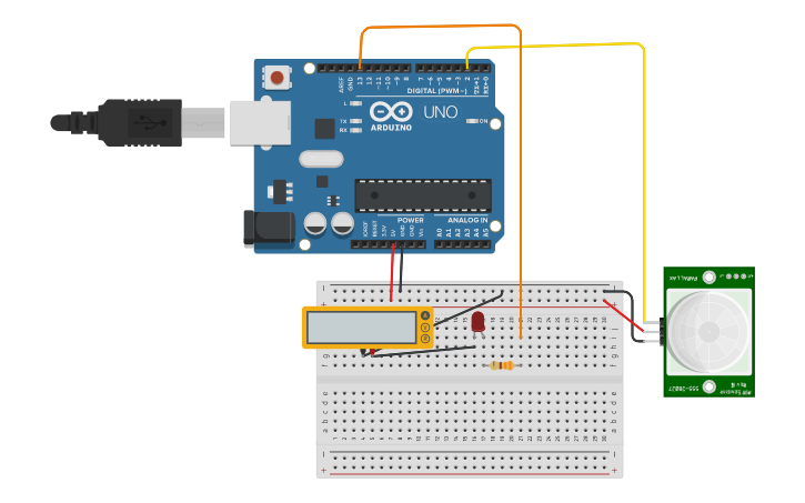 Circuit design Sensor PIR | Tinkercad