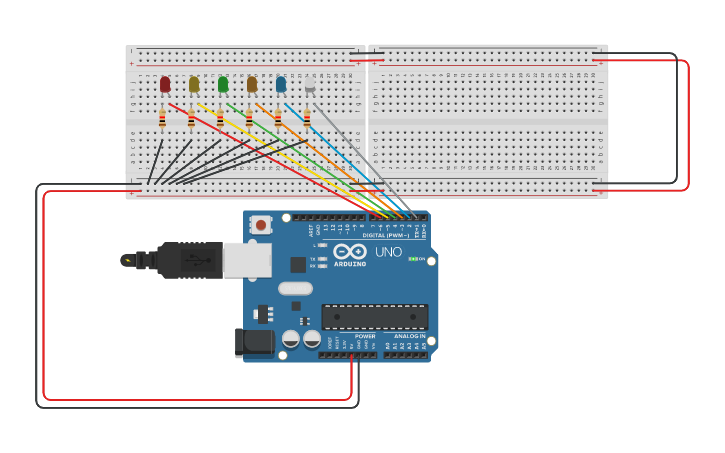 Arduino Led Cad Circuit design Arduino led project - Tinkercad