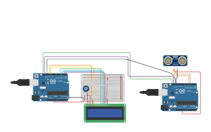 Circuit design Sensor y LCD - Tinkercad