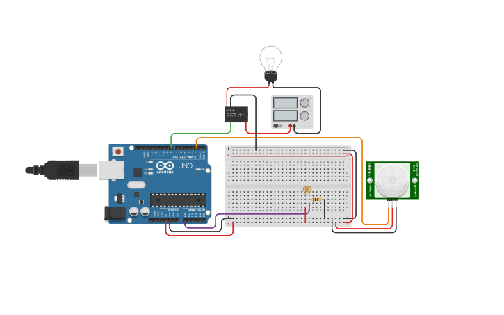 Circuit design Automatic Light On Off System - Tinkercad