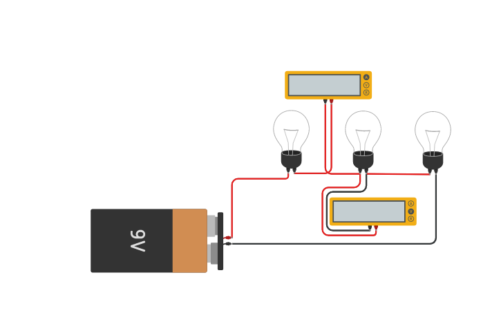 Circuit design Series connection with a meter and volt meter - Tinkercad