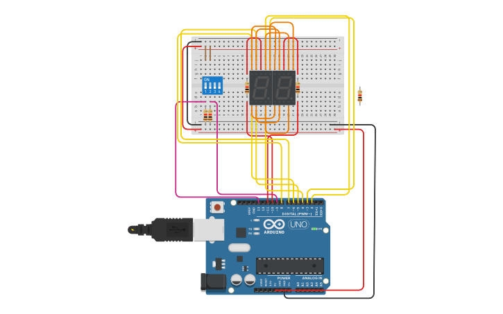 Circuit design dos displays | Tinkercad