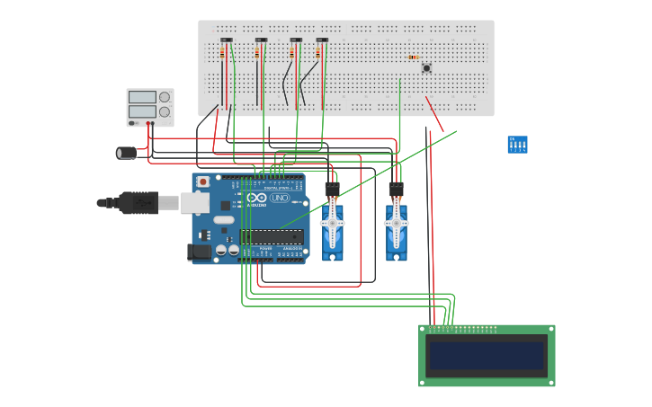 Circuit design EE3070 IoT Food Court System - Tinkercad