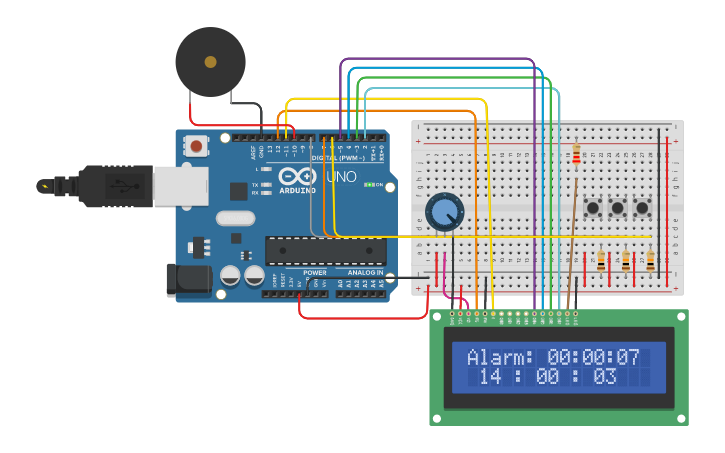 Circuit design Smart alarm clock - Tinkercad