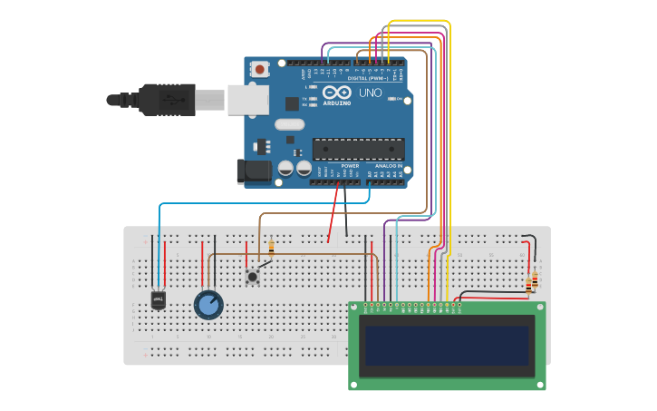 Circuit design SENSOR DE TEMPERATURA - Tinkercad