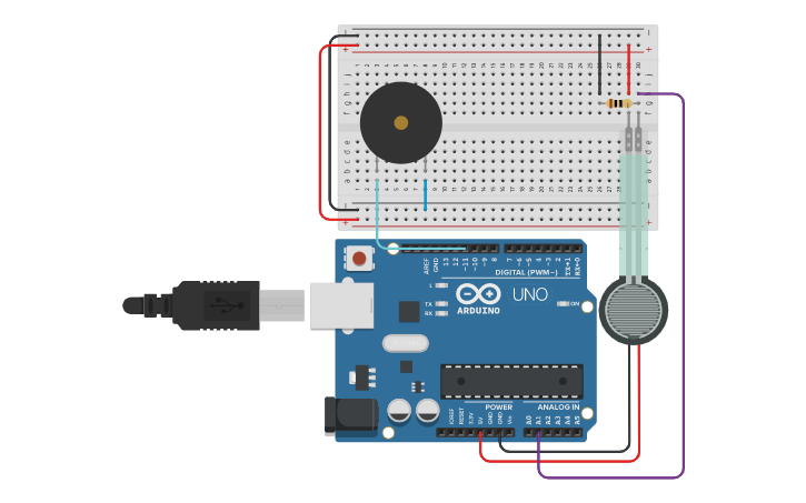 Circuit design Sensor de Fuerza - Tinkercad