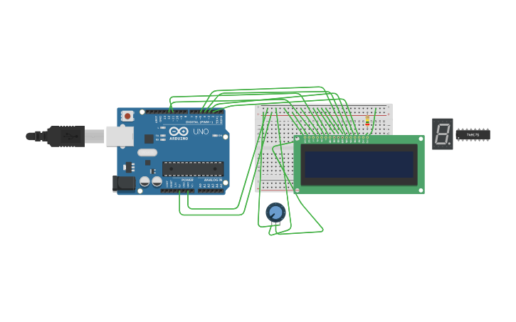 Circuit design Ecran LCD 16*2_reussi - Tinkercad