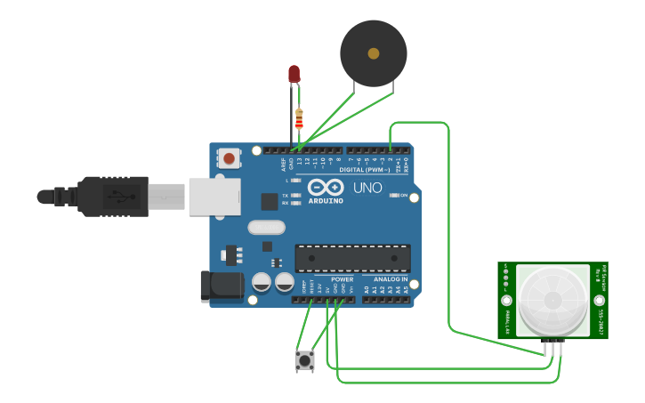 Circuit design Burglar Alarm - Tinkercad