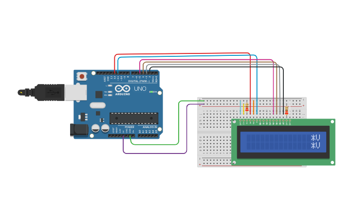 Circuit design lcd con arduino - Tinkercad