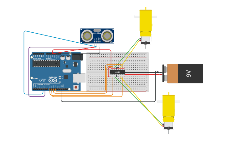 Circuit design Sensor Ultrasonico - Tinkercad