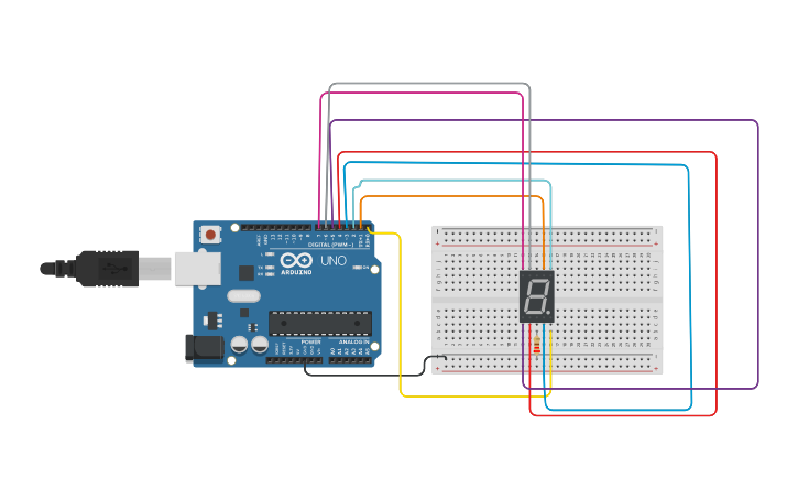 Circuit design 7-Segment Display | Tinkercad
