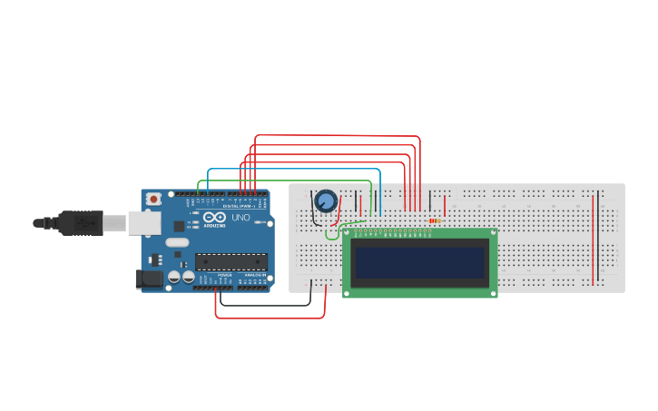 Circuit design 5 - Interfacing LCD with Arduino | Tinkercad