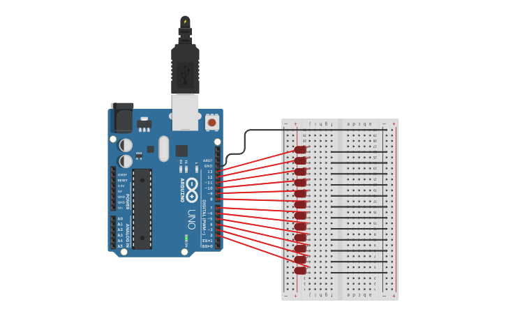 Circuit design knight rider - Tinkercad