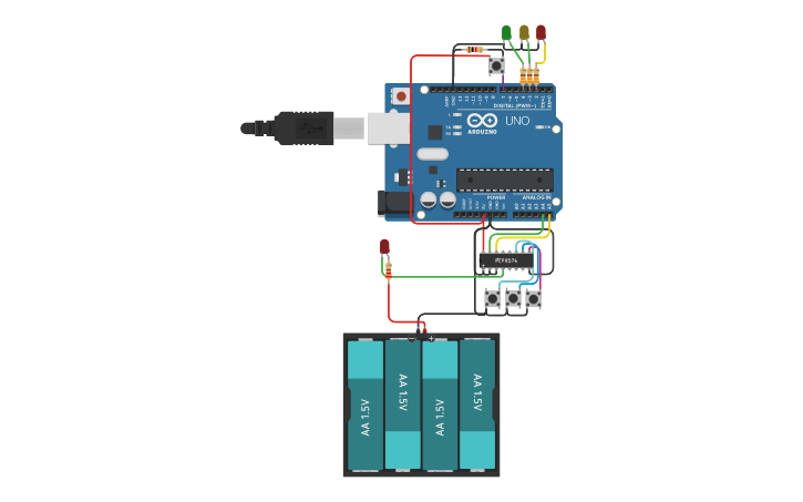 Circuit design PCF8574 I/O Multiplexer I2C - Tinkercad