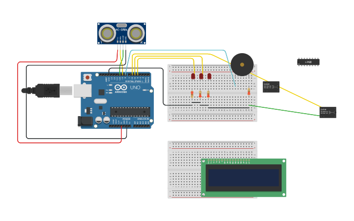 Circuit design ultrasonic - Tinkercad
