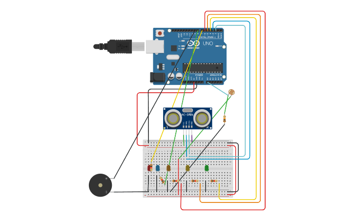 Circuit Design Copy Of Activity 01 Ultrasonic Sensor With Led And Buzzer Tinkercad