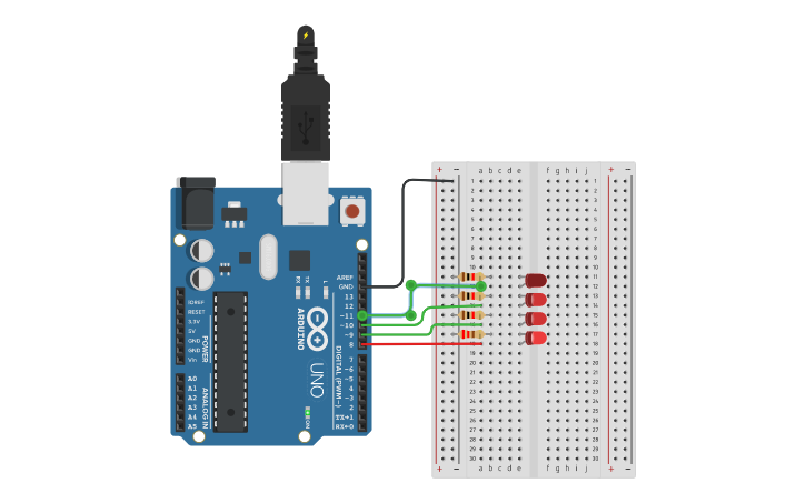 Circuit design LED Blinkers - Tinkercad