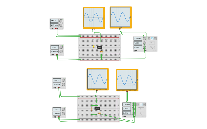 Circuit design Inverting and Non-inverting Op-Amplifier | Tinkercad