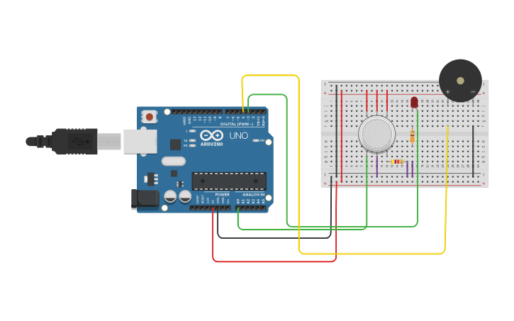 Circuit design Gas Detector - Tinkercad
