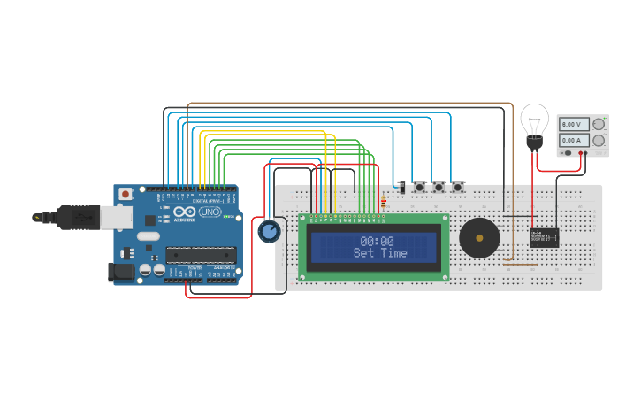Circuit design LCD Arduino Time - Tinkercad