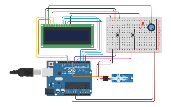 Circuit design Parking met slagboom - Tinkercad