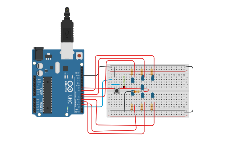 Circuit design KOŚĆ DO GRY - Tinkercad