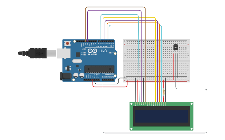 Circuit Design Sensor De Temperatura Con Pantalla Lcd - Tinkercad