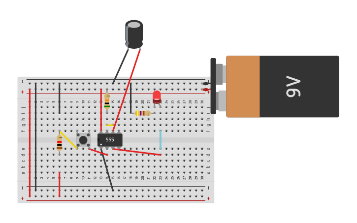 Circuit design 555 MONOSTABLE MODE - Tinkercad