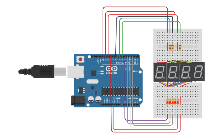 Circuit design 4-Digit 7-Segment Display-1 - Tinkercad