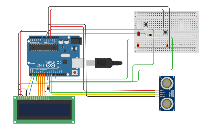 Circuit design Copy of Arduino Ultrasonic distance sensor | Tinkercad