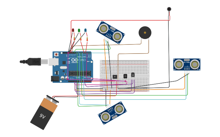Circuit design Blind Stick - Tinkercad