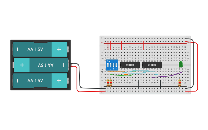 Circuit design NAND con NOR - Tinkercad