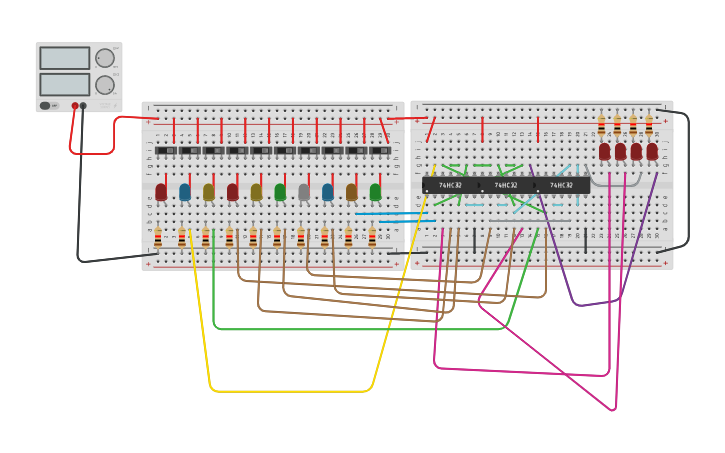 Circuit design codificador - Tinkercad