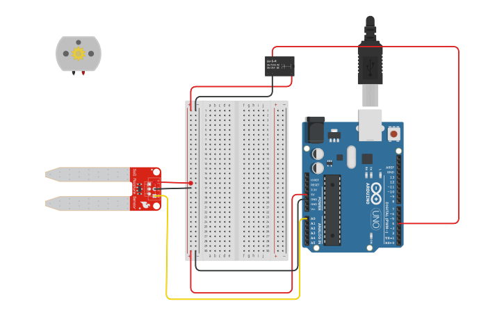 Circuit design Automatic watering system - Tinkercad