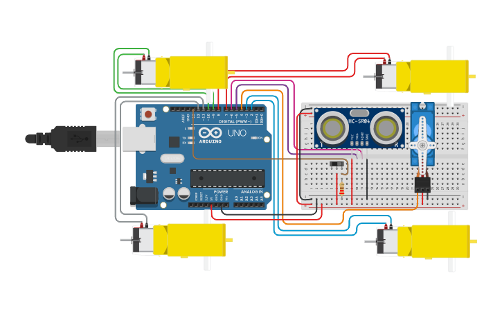 Circuit design CARRO 4WD com ultrassônico, microservo e interruptor ...