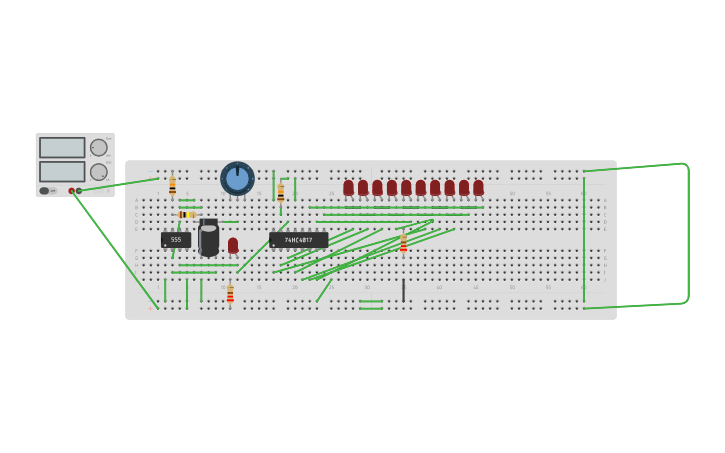 Circuit design LED chaser - Tinkercad