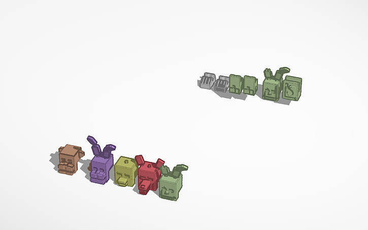 3D design fnaf heads for mini/easy/lucky 13 - Tinkercad