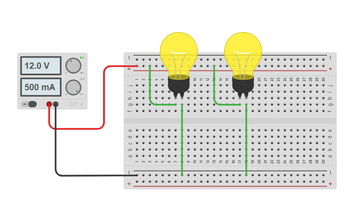 Circuit design CIRCUITO EN PARALELO CON BOMBILLAS - Tinkercad