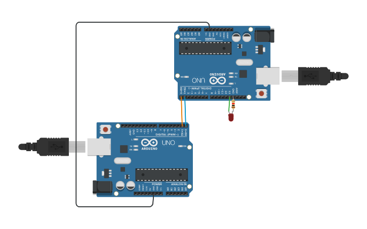 Circuit design led using serial communication - Tinkercad