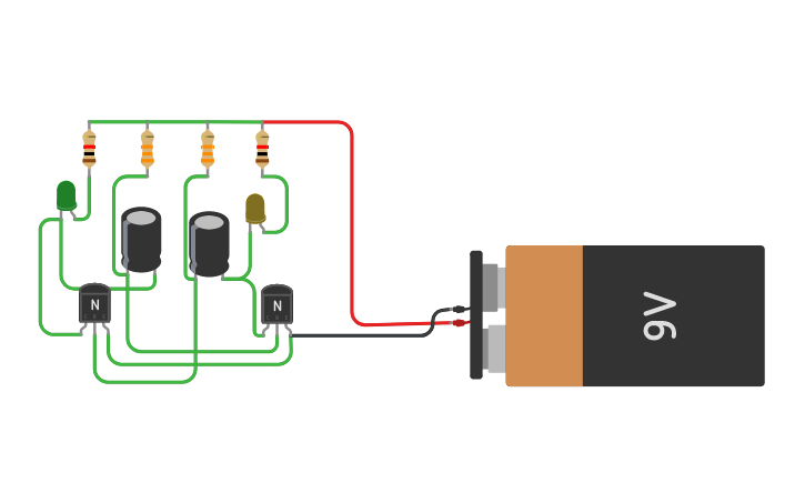 Mini Projects Using Multivibrator Circuit design multivibrator - Tinkercad