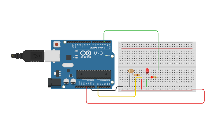 Circuit design sensor de luz - Tinkercad