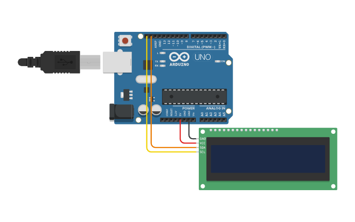 Circuit design LCD com i2C - Tinkercad