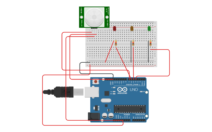 Circuit Design Traffic Lights Tinkercad 2379